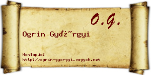 Ogrin Györgyi névjegykártya